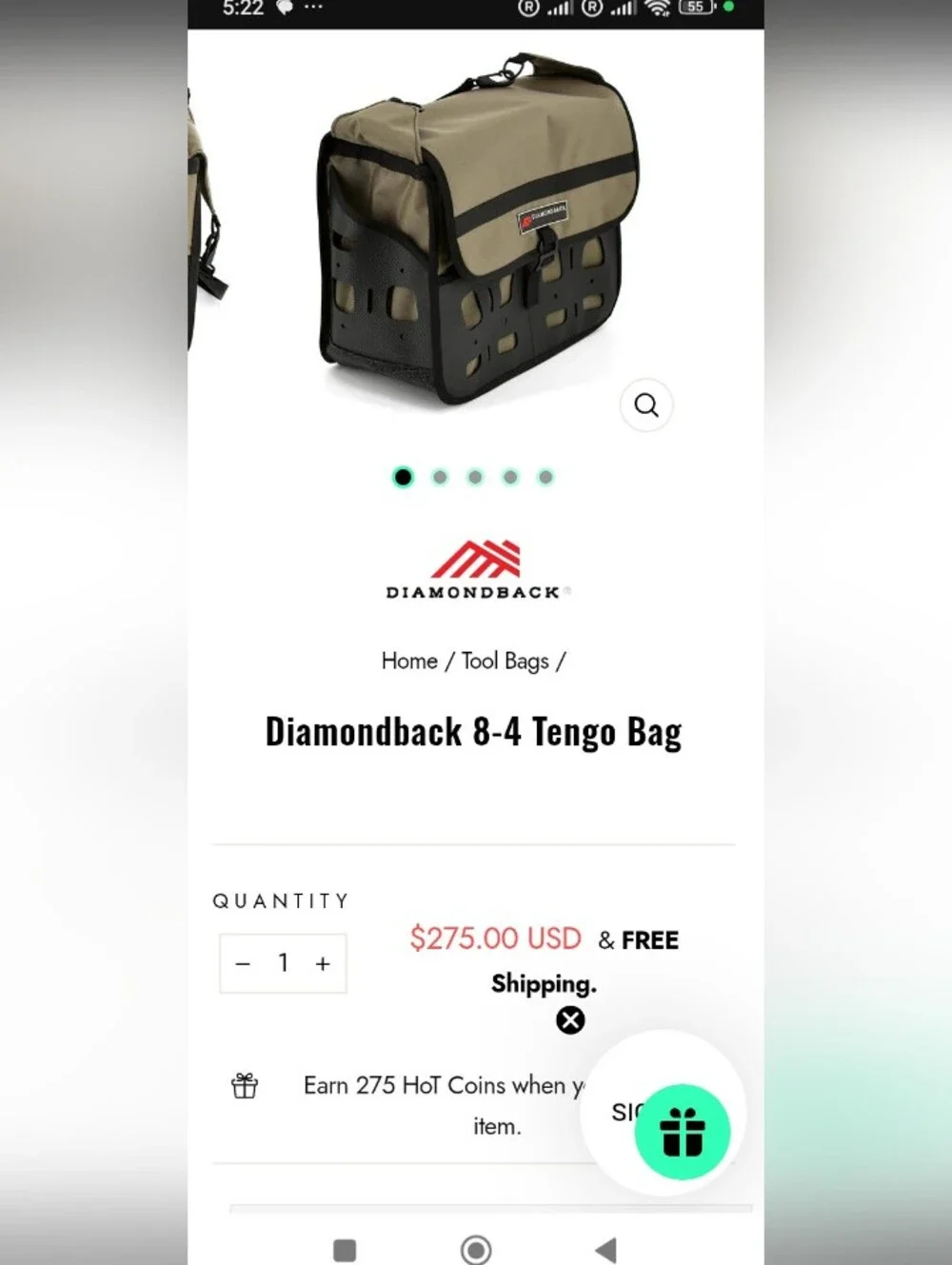 Diamondback  Olive Green and Black Tool  Bag for Men